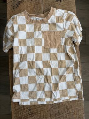 Little Bipsy Checkerboard Pocket Tee - Cream & White
